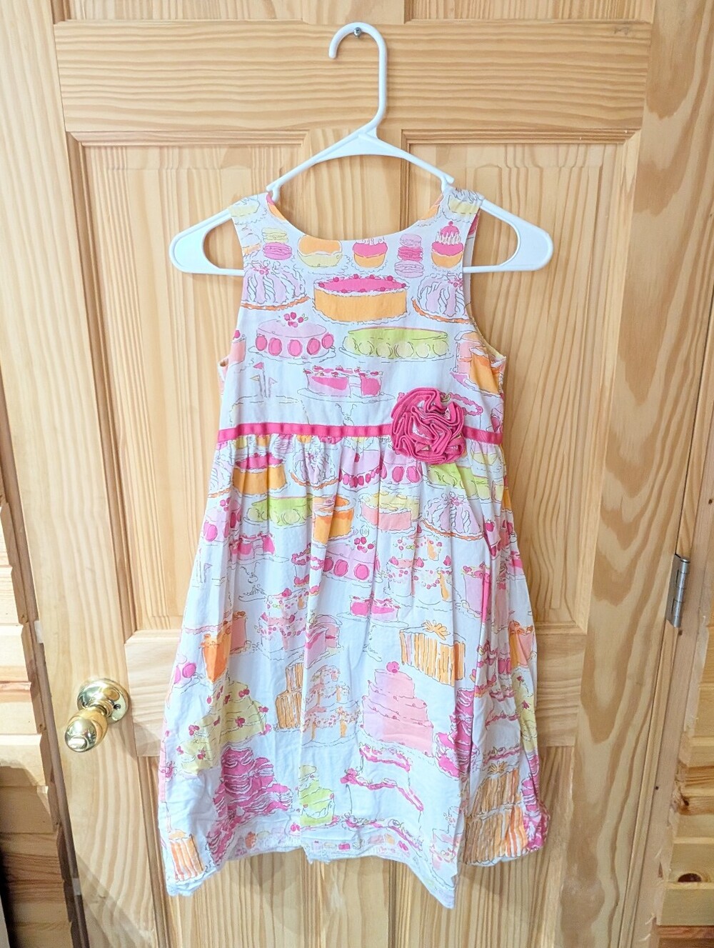 Girls 8 Lily Pulitzer Let Them Eat Cake Dress with Pink & Yellow Cake Print